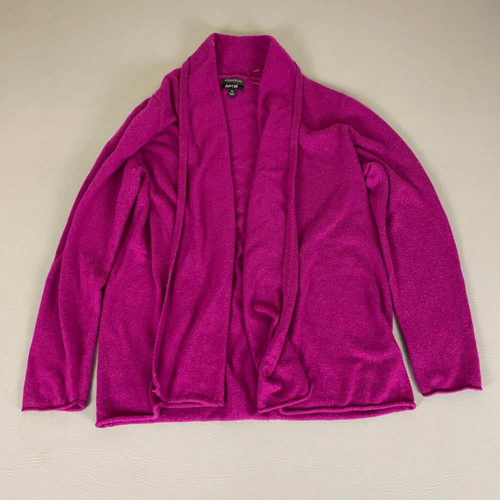 Apt. 9 Cardigan Sweater Women's XL Pink Cashmere Blend Shawl Collar Open Front‎